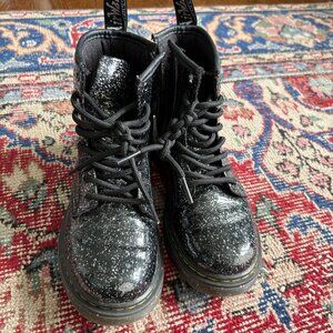 Kids Doc Martens Black Glitter